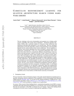Curriculum reinforcement learning for quantum architecture search under
  hardware errors