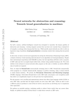 Neural networks for abstraction and reasoning: Towards broad
  generalization in machines