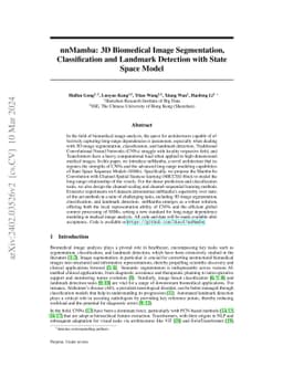 nnMamba: 3D Biomedical Image Segmentation, Classification and Landmark
  Detection with State Space Model