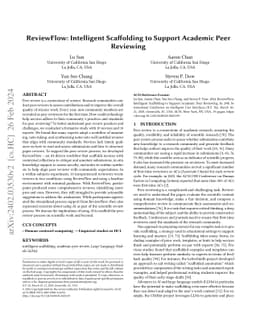 ReviewFlow: Intelligent Scaffolding to Support Academic Peer Reviewing