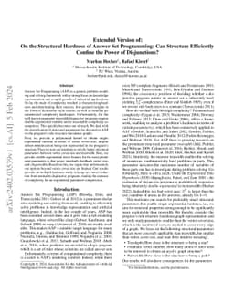 Extended Version of: On the Structural Hardness of Answer Set
  Programming: Can Structure Efficiently Confine the Power of Disjunctions?