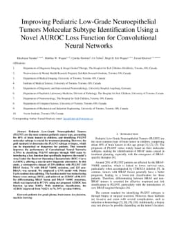 Improving Pediatric Low-Grade Neuroepithelial Tumors Molecular Subtype
  Identification Using a Novel AUROC Loss Function for Convolutional Neural
  Networks
