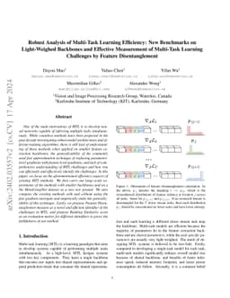 Robust Analysis of Multi-Task Learning Efficiency: New Benchmarks on
  Light-Weighed Backbones and Effective Measurement of Multi-Task Learning
  Challenges by Feature Disentanglement