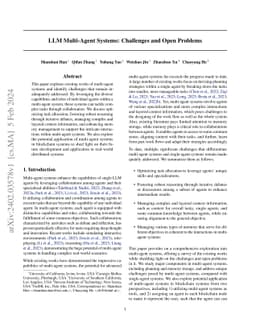 LLM Multi-Agent Systems: Challenges and Open Problems