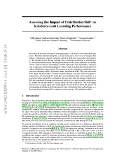 Assessing the Impact of Distribution Shift on Reinforcement Learning
  Performance