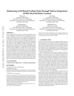Enhancing LLM-Based Coding Tools through Native Integration of
  IDE-Derived Static Context