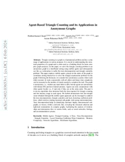 Agent-Based Triangle Counting and its Applications in Anonymous Graphs