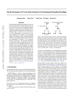 On the Emergence of Cross-Task Linearity in the Pretraining-Finetuning
  Paradigm