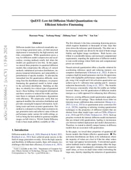 QuEST: Low-bit Diffusion Model Quantization via Efficient Selective
  Finetuning