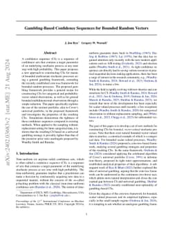 Gambling-Based Confidence Sequences for Bounded Random Vectors