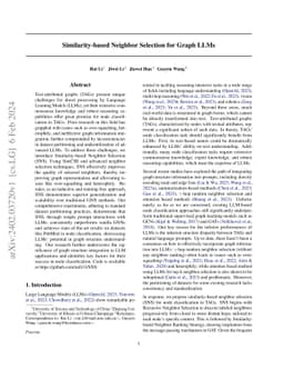 Similarity-based Neighbor Selection for Graph LLMs