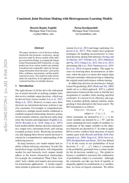 Consistent Joint Decision-Making with Heterogeneous Learning Models