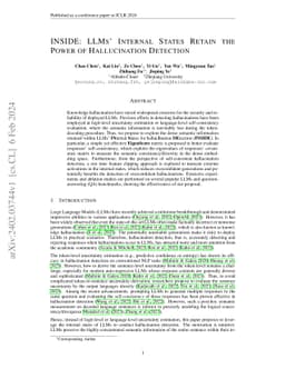 INSIDE: LLMs' Internal States Retain the Power of Hallucination
  Detection