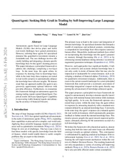 QuantAgent: Seeking Holy Grail in Trading by Self-Improving Large
  Language Model