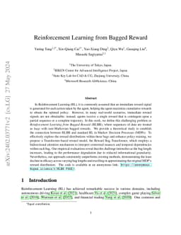 Reinforcement Learning from Bagged Reward