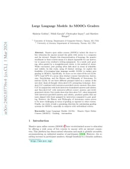 Large Language Models As MOOCs Graders