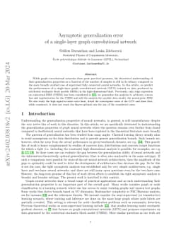 Asymptotic generalization error of a single-layer graph convolutional
  network