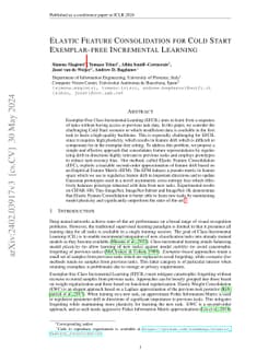 Elastic Feature Consolidation for Cold Start Exemplar-Free Incremental
  Learning