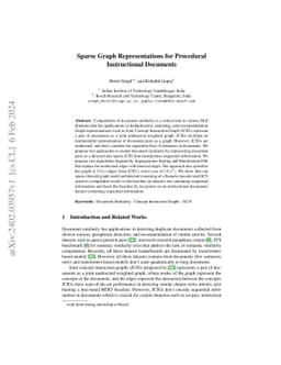 Sparse Graph Representations for Procedural Instructional Documents