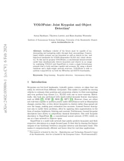 YOLOPoint Joint Keypoint and Object Detection
