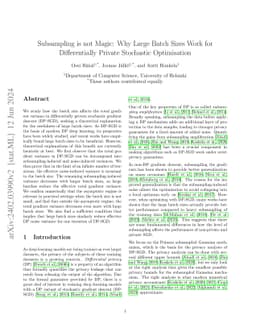 Subsampling is not Magic: Why Large Batch Sizes Work for Differentially
  Private Stochastic Optimisation