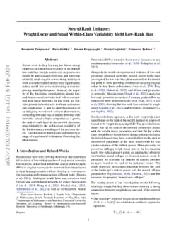 Neural Rank Collapse: Weight Decay and Small Within-Class Variability
  Yield Low-Rank Bias