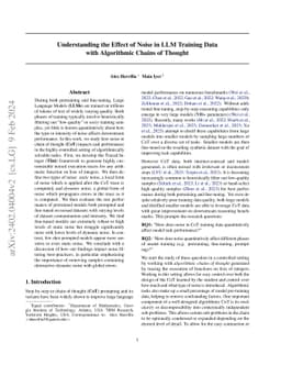 Understanding the Effect of Noise in LLM Training Data with Algorithmic
  Chains of Thought
