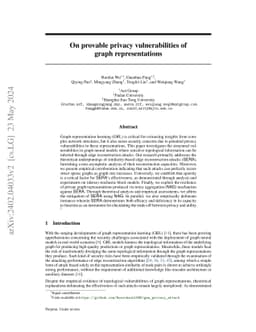 On provable privacy vulnerabilities of graph representations