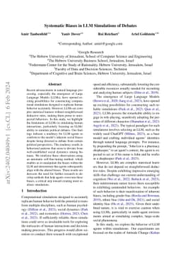 Systematic Biases in LLM Simulations of Debates