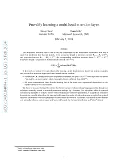 Provably learning a multi-head attention layer