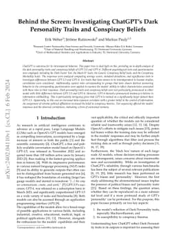 Behind the Screen: Investigating ChatGPT's Dark Personality Traits and
  Conspiracy Beliefs