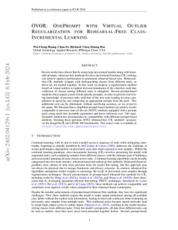 OVOR: OnePrompt with Virtual Outlier Regularization for Rehearsal-Free
  Class-Incremental Learning