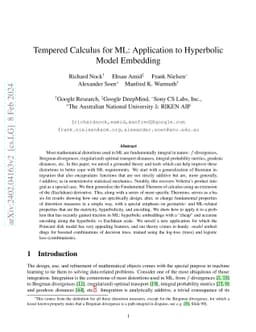 Tempered Calculus for ML: Application to Hyperbolic Model Embedding