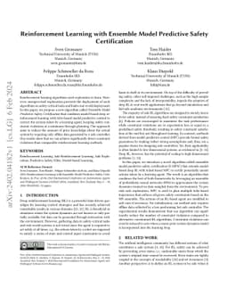 Reinforcement Learning with Ensemble Model Predictive Safety
  Certification
