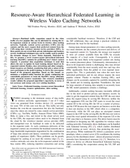 Resource-Aware Hierarchical Federated Learning in Wireless Video Caching
  Networks