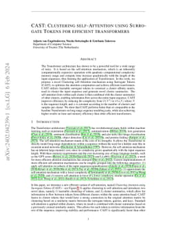 CAST: Clustering Self-Attention using Surrogate Tokens for Efficient
  Transformers