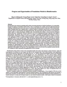 Progress and Opportunities of Foundation Models in Bioinformatics