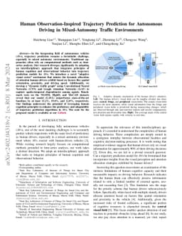 Human Observation-Inspired Trajectory Prediction for Autonomous Driving
  in Mixed-Autonomy Traffic Environments