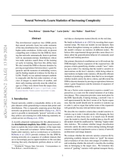 Neural Networks Learn Statistics of Increasing Complexity