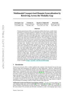 Multimodal Unsupervised Domain Generalization by Retrieving Across the
  Modality Gap