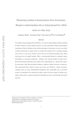 Measuring machine learning harms from stereotypes: requires
  understanding who is being harmed by which errors in what ways