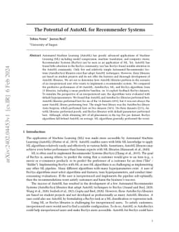 The Potential of AutoML for Recommender Systems