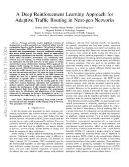 A Deep Reinforcement Learning Approach for Adaptive Traffic Routing in
  Next-gen Networks