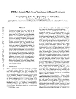 DMAT: A Dynamic Mask-Aware Transformer for Human De-occlusion