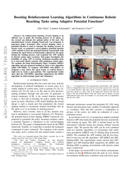 Boosting Reinforcement Learning Algorithms in Continuous Robotic
  Reaching Tasks using Adaptive Potential Functions