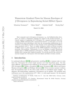 Wasserstein Gradient Flows for Moreau Envelopes of f-Divergences in Reproducing Kernel Hilbert Spaces