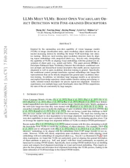 LLMs Meet VLMs: Boost Open Vocabulary Object Detection with Fine-grained
  Descriptors