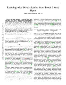 Learning with Diversification from Block Sparse Signal