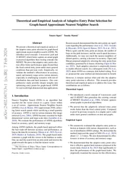 Theoretical and Empirical Analysis of Adaptive Entry Point Selection for
  Graph-based Approximate Nearest Neighbor Search
