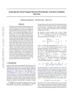 Analyzing the Neural Tangent Kernel of Periodically Activated Coordinate
  Networks